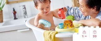 Badewannenspaß mit schwimmender Tierinsel