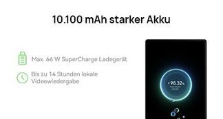 10.100 mAh Akku mit 66 W SuperCharge