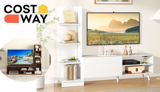 TV Schrank mit Bücherregal von COSTWAY