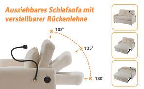 Kleines Schlafsofa mit verstellbarer Rückenlehne