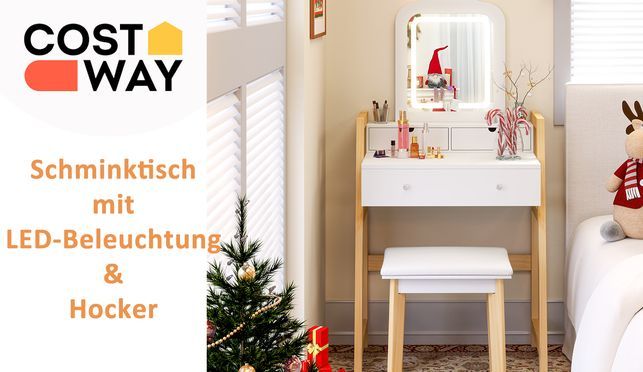 Schminktisch Set mit Spiegel & LED von COSTWAY