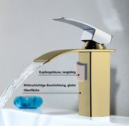 Wasserfall Waschtischarmatur aus Messing.
