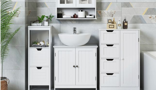 Homfa 60cm breit Waschbeckenunterschrank