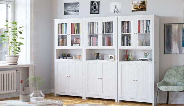 Homfa 190cm Hochschrank Vitrinenschrank mit 4 Türen weiß