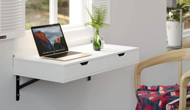 Homfa Wandtisch mit 2 Schubladen