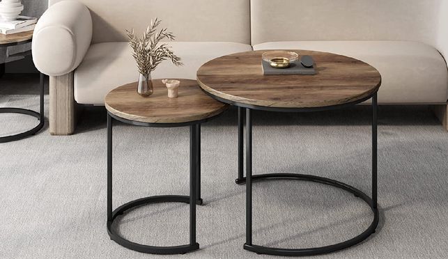 Homfa 2er Set Satztisch, Couchtisch, Beistelltisch