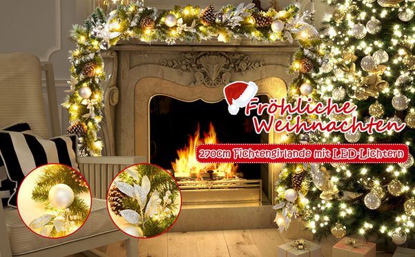 Üppige Weihnachtsgirlande von COSTWAY
