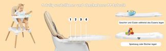 4 Stufen verstellbares, abnehmbares Tablett