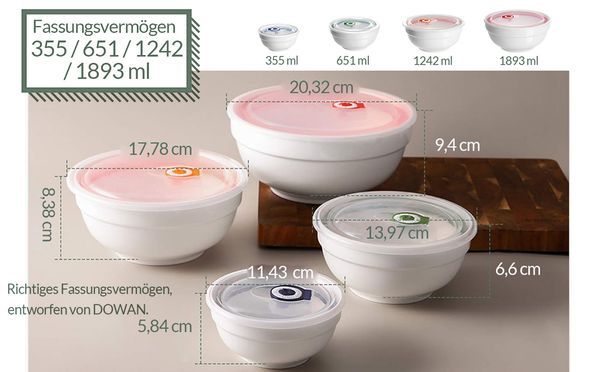 Vielseitiges Schüsselset (1893/1242/651/355 ml)