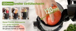 120 mm Einfüllschacht – Kein Vorschneiden nötig
