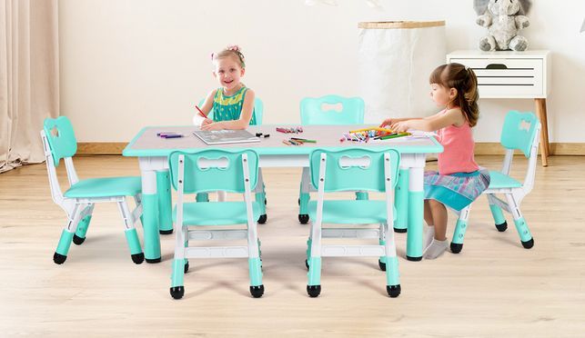 Kindertisch mit 6 Stühlen Höhenverstellbar Kindertischgruppe
