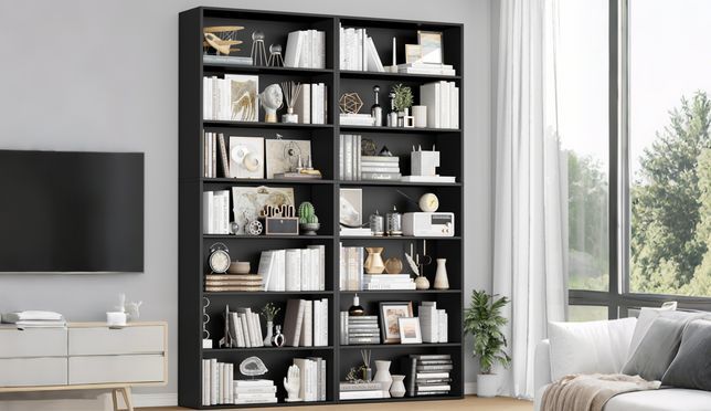 Homfa 210cm hohes Bücherregal in Schwarz