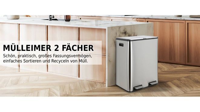 Mülleimer mit zwei Fächern zur Mülltrennung