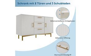 Schrank mit 2 Türen, 3 Schubladen & verstellbarem Boden