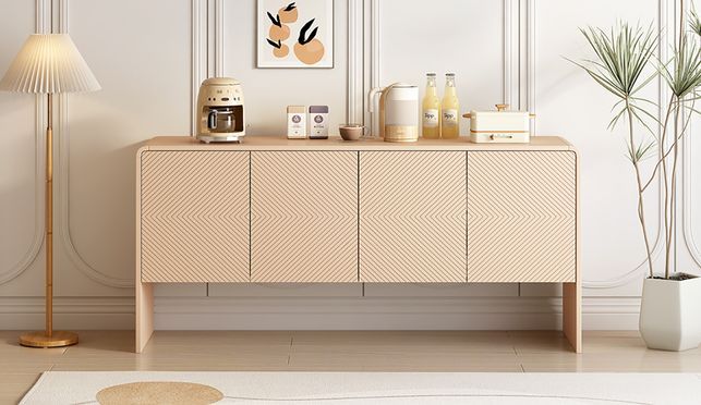 Modernes Sideboard im minimalistischen Stil 4 türiger griffloser Buffetschrank für Esszimmer, Wohnzi