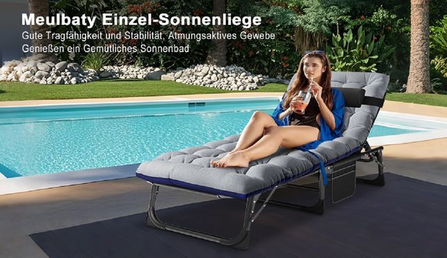 MEULBATY Dreifach klappbare Liege: Tragkraft & Komfort für Indoor und Outdoor!