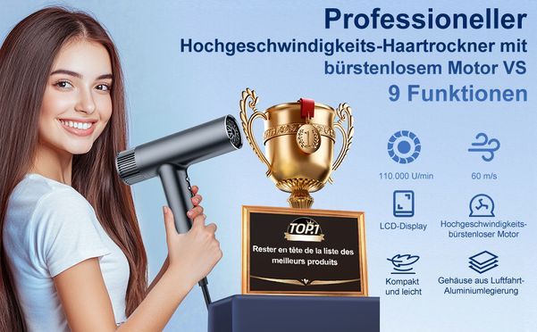 Hochgeschwindigkeits Bürstenloser Motor + Mehrfache Geräuschreduzierung + Leistungsstarker Kern