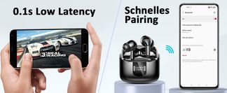 8 Std Hi Fi Stereo Tiefer Bass Wireless Earbuds, 4 ENC Noise