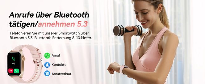Smartwatch Damen Herren mit Bluetooth Anrufe,185 Zoll) HD Display Smart Watch