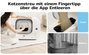 Katzenstreu mit einem Fingertipp über die App Entleeren