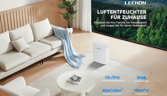 LEENON Haushaltsentfeuchter elektrischer Luftentfeuchter für Schlafzimmer, Badezimmer und Keller