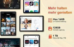 16 GB + 128 GB + 1 TB Erweiterbar