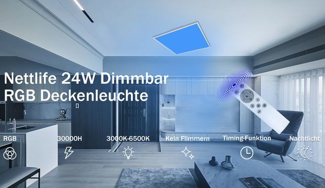Nettlife 24W Dimmbar RGB Deckenleuchte