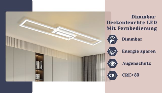 Deckenlampe Dimmbar mit Fernbedienung 3000K-6500K Warmweiß/Naturweiß/Kaltweiß