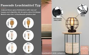 E27 schwarze Tischleuchte im Retro Design