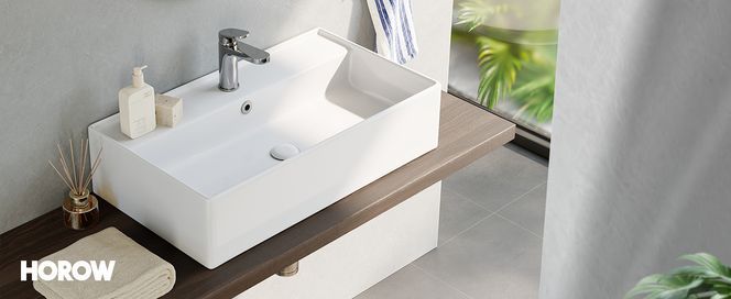 HOROW Waschbecken mit dünnem Rand Design, Rechteckig hängewaschbecken oder Aufsatzwaschbecken