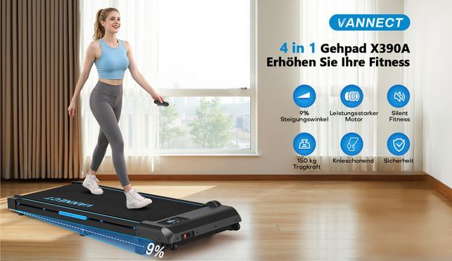 VANNECT 4 in 1 Walking Pad mit Steigung