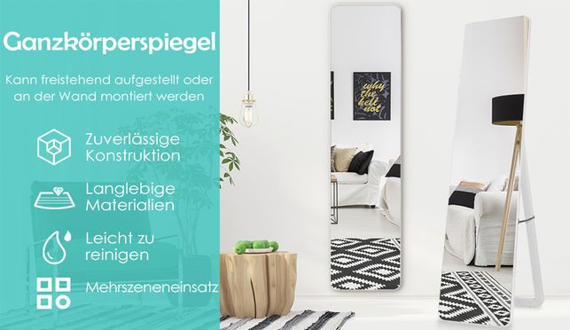 COSTWAY Weißer Ganzkörperspiegel – Ihr perfekter Begleiter für jeden Tag