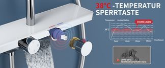 Thermostat Duschsystem mit 38°C Sperrtaste