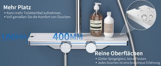 Duschsystem mit 40 cm Glasablage und eleganter Oberfläche