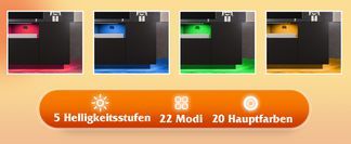 20 Farben • 22 Modi • 5 Helligkeitsstufen