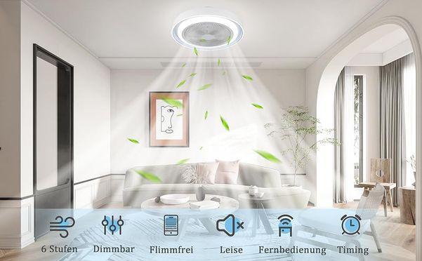 ‎49W Deckenventilator mit Beleuchtung Dimmbar mit Fernbedienung