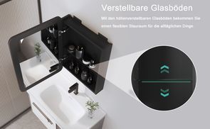 Verstellbare Glasböden + Doppelseitiger Spiegel