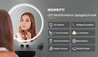 LED Multifunktion Spiegelschrank Rund