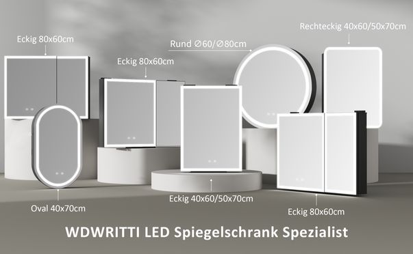 WDWRITTI LED Multifunktion Spiegelschrank mit Speicherfunktion IP44