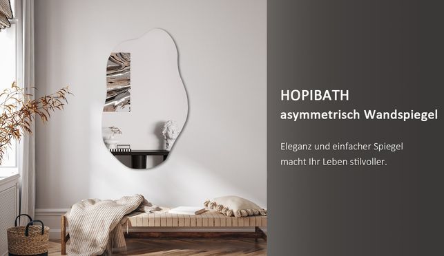 HOPIBATH Modern Asymmetrischer Spiegel Wolke 62x90cm 5mm HD Glas