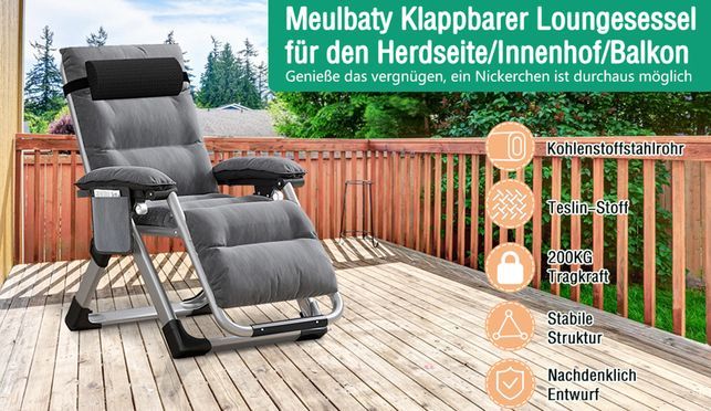 Meulbaty Zero Gravity Liegestuhl, Gartenliege klappbar