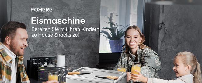 FOHERE Selbstkühlende Roll Eismaschine für Zuhause mit Kompressor