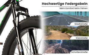 Breite 4.0 Zoll Reifen & Federgabel für mehr Kontrolle