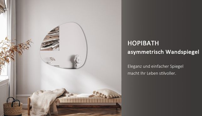 HOPIBATH Elegant Asymmetrischer Spiegel Steinform 5mm HD Glas