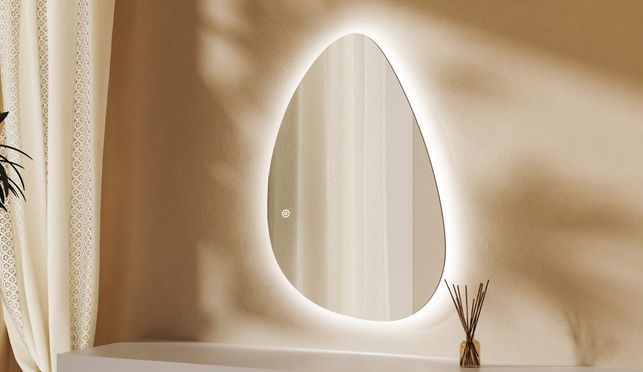 WDWRITTI LED Multifunktionspiegel mit Speicherfunktion Wassertropfen 65x90cm
