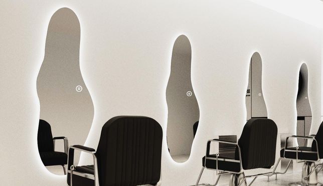 WDWRITTI Design LED Friseurspiegel Asymmetrisch Rahmenlos 165x60cm
