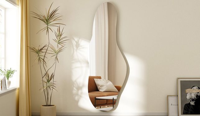 HOPIBATH Design Asymmetrischer Ganzkörperspiegel groß 165x60cm 5mm HD Glas