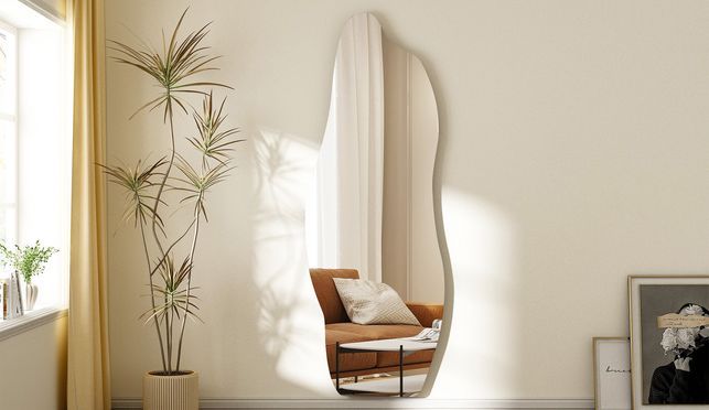 HOPIBATH Design Asymmetrischer Ganzkörperspiegel groß 165x60cm 5mm HD Glas