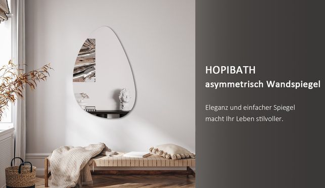 HOPIBATH Modern Asymmetrischer Spiegel Wassertropfen 65x90cm 5mm HD Glas