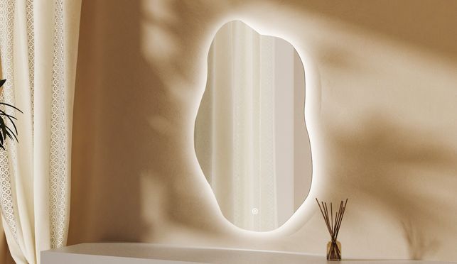 WDWRITTI LED Multifunktionspiegel mit Speicherfunktion Wassertropfen 62x90cm